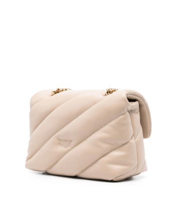 Сумка в стеганной коже PINKO Love Mini Puff 100039 с золотистой фурнитурой пудровая
