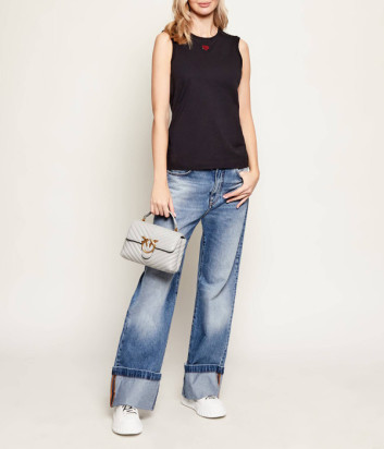 Сумка в стеганной коже PINKO Love Lady Puff Mini 100044 A0GK жемчужно-серая