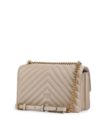 Сумка в стеганной коже PINKO Love One Mini 100074 с золотистой фурнитурой бежевая