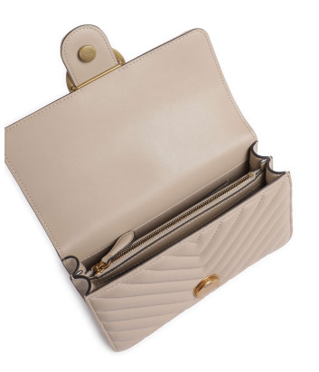 Сумка в стеганной коже PINKO Love One Mini 100074 с золотистой фурнитурой бежевая