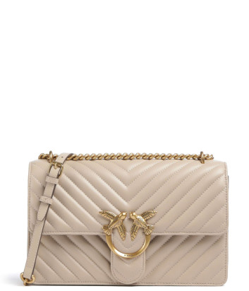 Сумка в стеганной коже PINKO Love One Classic 100941 с золотистой фурнитурой бежевая
