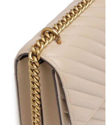 Сумка в стеганной коже PINKO Love One Classic 100941 с золотистой фурнитурой бежевая