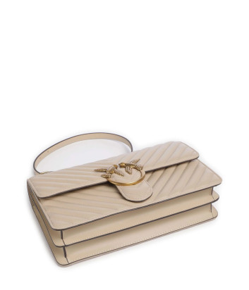 Сумка в стеганной коже PINKO Love One Classic 100941 с золотистой фурнитурой бежевая