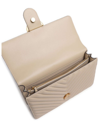 Сумка в стеганной коже PINKO Love One Classic 100941 с золотистой фурнитурой бежевая