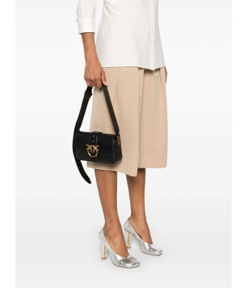 Кожаная сумка PINKO Love One Mini Slouchy 104340 с золотистой фурнитурой черная
