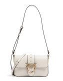 Кожаная сумка PINKO Love One Mini Slouchy 104340 с золотистой фурнитурой белая