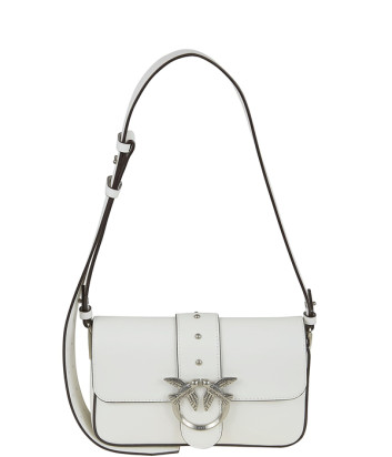 Шкіряна сумка PINKO Love One Mini Slouchy 104340 зі сріблястою фурнітурою біла