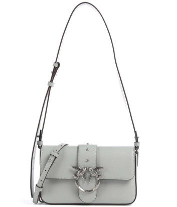 Кожаная сумка PINKO Love One Mini Slouchy 104340 с серебристой фурнитурой серая