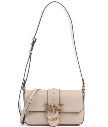 Шкіряна сумка PINKO Love One Mini Slouchy 104340 із золотистою фурнітурою бежева