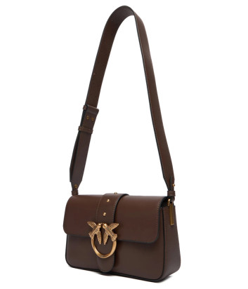 Кожаная сумка PINKO Love One Mini Slouchy 104340 с золотистой фурнитурой коричневая