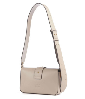 Кожаная сумка PINKO Love One Mini Slouchy 104340 с золотистой фурнитурой бежевая