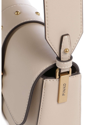 Кожаная сумка PINKO Love One Mini Slouchy 104340 с золотистой фурнитурой бежевая
