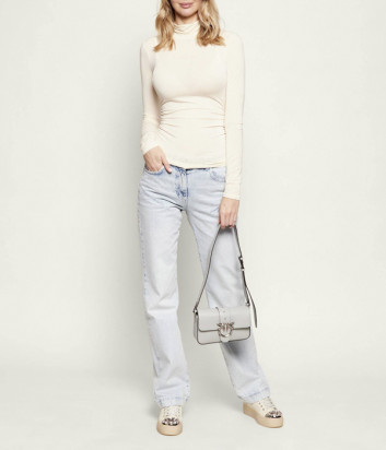 Кожаная сумка PINKO Love One Mini Slouchy 104340 с серебристой фурнитурой серая