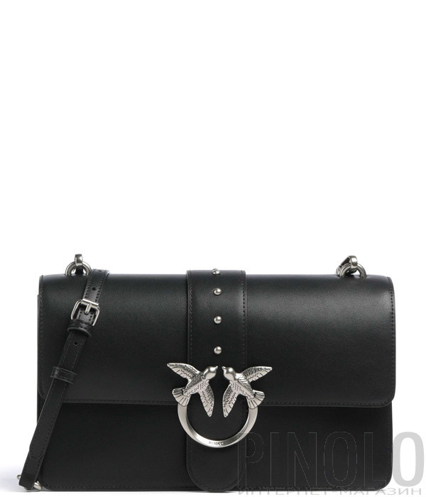 Сумка через плечо PINKO Love One Classic 105857 A0F1 с серебристой фурнитурой черная