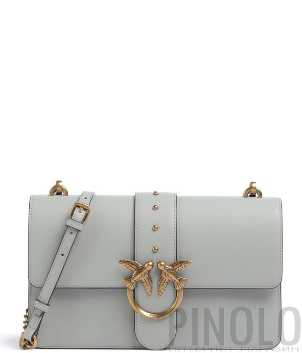 Сумка через плече PINKO Love One Classic 105857 A0F1 із золотистою фурнітурою сіра