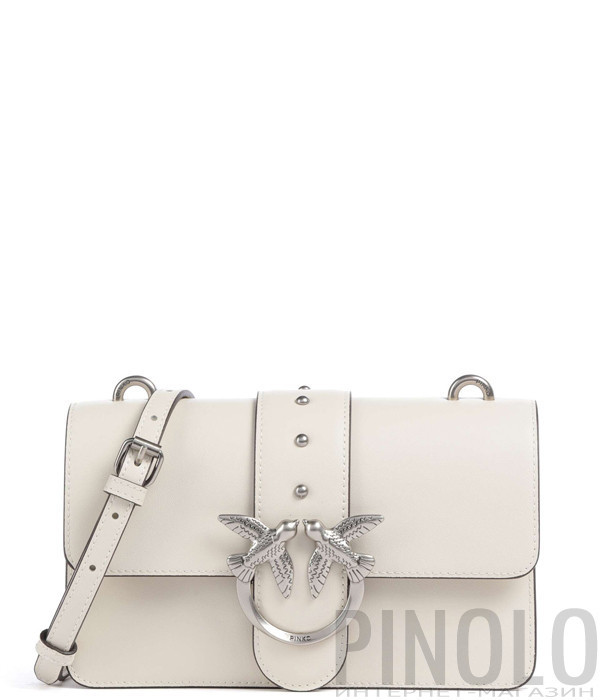 Сумка через плече PINKO Love One Mini 105856 A0F1 із сріблястою фурнітурою біла