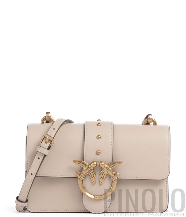 Сумка через плече PINKO Love One Mini 105856 A0F1 із золотистою фурнітурою бежева