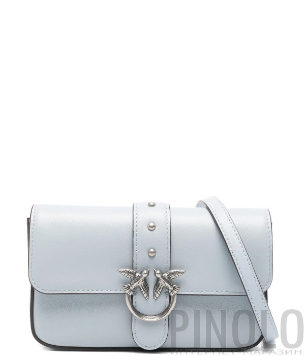 Сумка через плечо PINKO Baby Love Bag 105353 A0QO с серебристой фурнитурой голубая