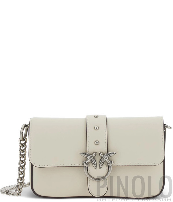 Сумка через плечо PINKO Baby Love Bag 105353 A0QO с серебристой фурнитурой белая