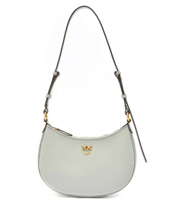 Cумка на плечо PINKO Half Moon Mini 102790 в гладкой коже жемчужно-серая