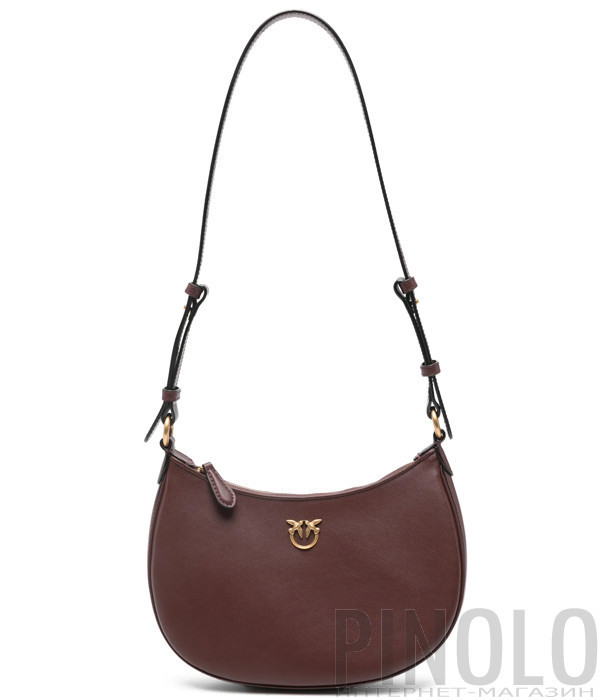 Cумка на плечо PINKO Half Moon Mini 102790 в гладкой коже бордовая