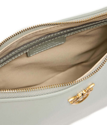 Cумка на плечо PINKO Half Moon Mini 102790 в гладкой коже жемчужно-серая
