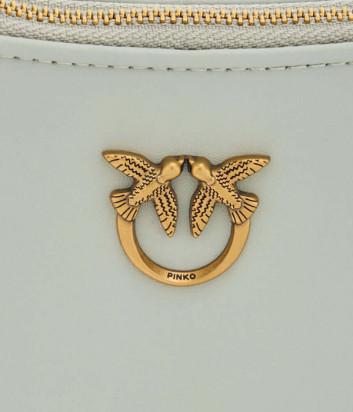 Cумка на плечо PINKO Half Moon Mini 102790 в гладкой коже жемчужно-серая