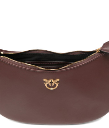 Cумка на плечо PINKO Half Moon Mini 102790 в гладкой коже бордовая