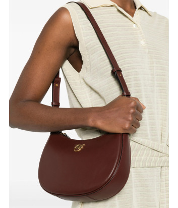 Cумка на плечо PINKO Half Moon Mini 102790 в гладкой коже бордовая