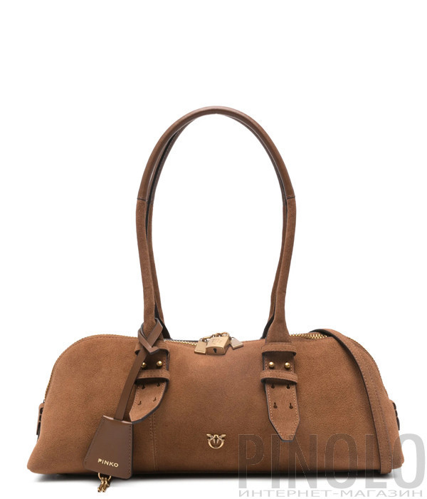 Горизонтальная замшевая сумка PINKO 106169 A2JH коричневая