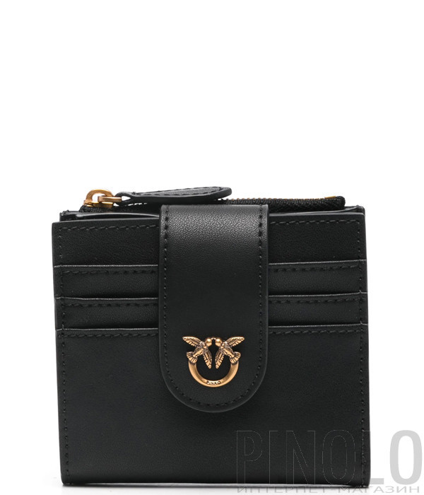 Гаманець із гладкої шкіри PINKO 103610 A0F1 з логотипом чорний