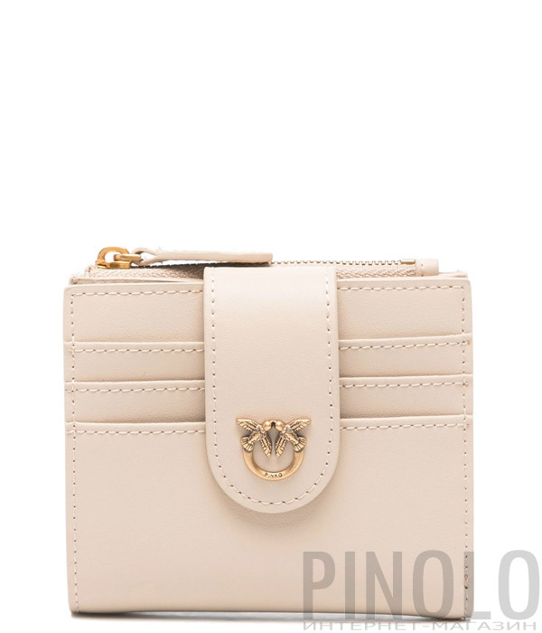 Гаманець із гладкої шкіри PINKO 103610 A0F1 з логотипом бежевий