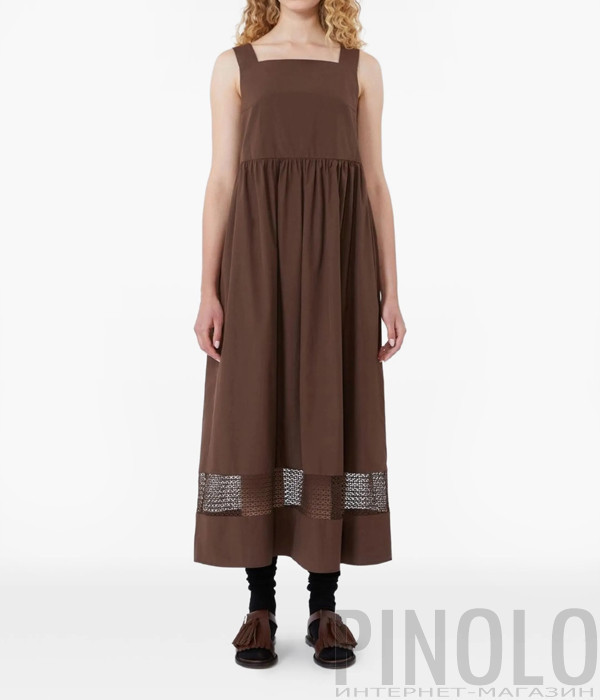 Довга сукня WEEKEND Max Mara WKDGOLA з мереживними вставками по низу коричнева