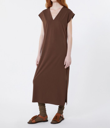 Длинное платье WEEKEND Max Mara WKDMIRTO прямого силуэта коричневое