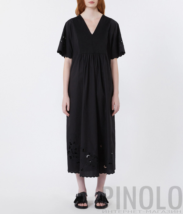 Довга сукня WEEKEND Max Mara WKDTARTUFO оздоблена вишивкою чорна