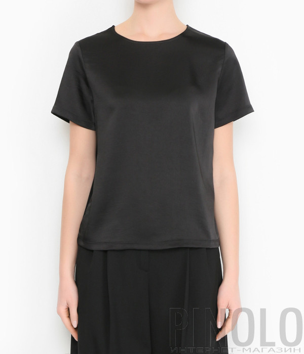 Атласная футболка прямого кроя WEEKEND Max Mara WKDZONA черная