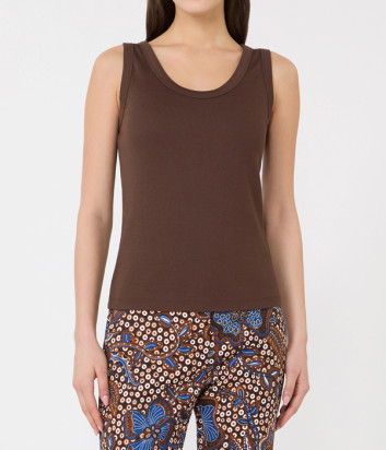 Топ из эластичного хлопка WEEKEND Max Mara WKDMULTIC шоколадный