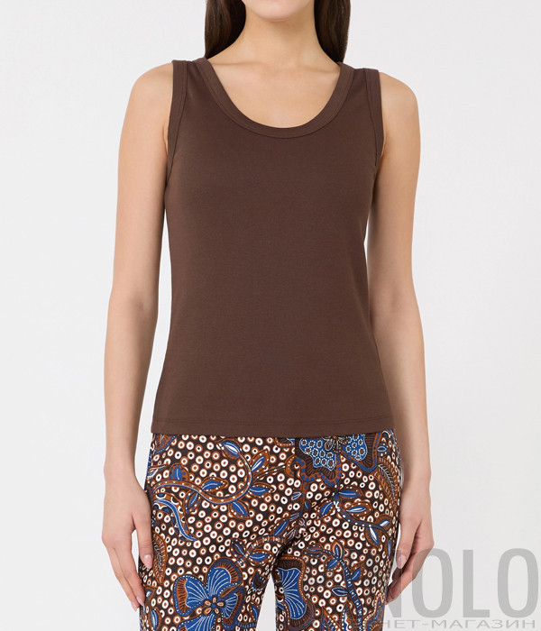 Топ из эластичного хлопка WEEKEND Max Mara WKDMULTIC шоколадный