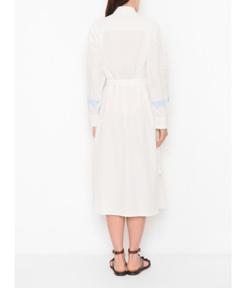 Длинное платье-рубашка WEEKEND Max Mara WKDGRU украшенное вышивкой крестиком и кружевом