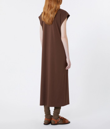 Длинное платье WEEKEND Max Mara WKDMIRTO прямого силуэта коричневое