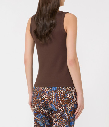 Топ из эластичного хлопка WEEKEND Max Mara WKDMULTIC шоколадный