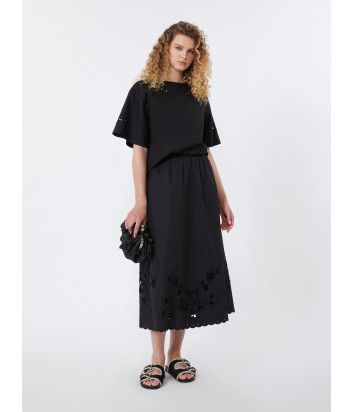Топ из хлопкового поплина WEEKEND Max Mara WKDTARGA с вышивкой черный