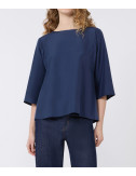 Блузка з шовку та трикотажу WEEKEND Max Mara WKDFASTOSO синя