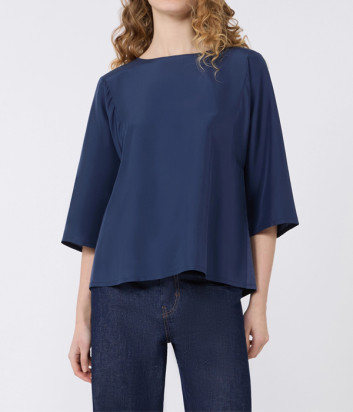 Блузка из шелка и трикотажа WEEKEND Max Mara WKDFASTOSO синяя