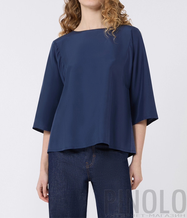 Блузка из шелка и трикотажа WEEKEND Max Mara WKDFASTOSO синяя