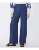 Широкие брюки прямого кроя WEEKEND Max Mara WKDMALIZIA из льна синие