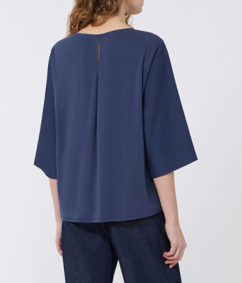 Блузка из шелка и трикотажа WEEKEND Max Mara WKDFASTOSO синяя
