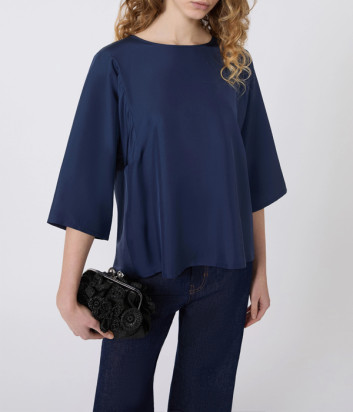 Блузка из шелка и трикотажа WEEKEND Max Mara WKDFASTOSO синяя