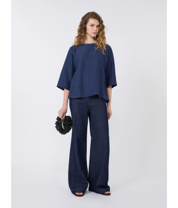 Блузка из шелка и трикотажа WEEKEND Max Mara WKDFASTOSO синяя