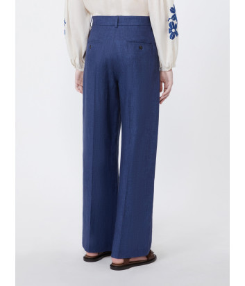 Широкие брюки прямого кроя WEEKEND Max Mara WKDMALIZIA из льна синие